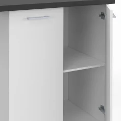 Îlot de cuisine blanc et plateau gris anthracite