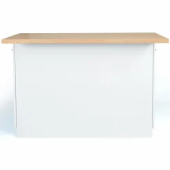 Îlot de cuisine blanc et plateau façon hêtre 100 cm