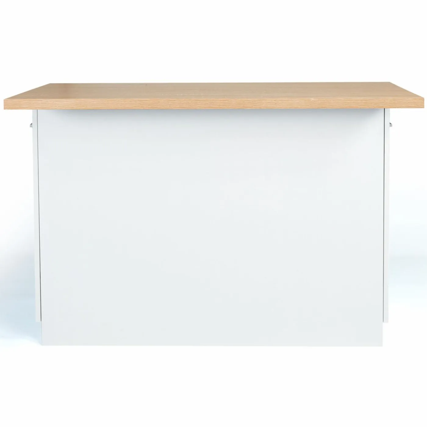 Îlot de cuisine blanc et plateau façon hêtre 100 cm