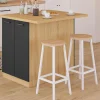 Îlot de cuisine imitation hêtre avec 4 portes noires 100 cm