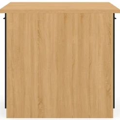 Îlot de cuisine imitation hêtre avec 4 portes noires 100 cm