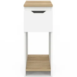 Lot de tables de chevet blanc et bois