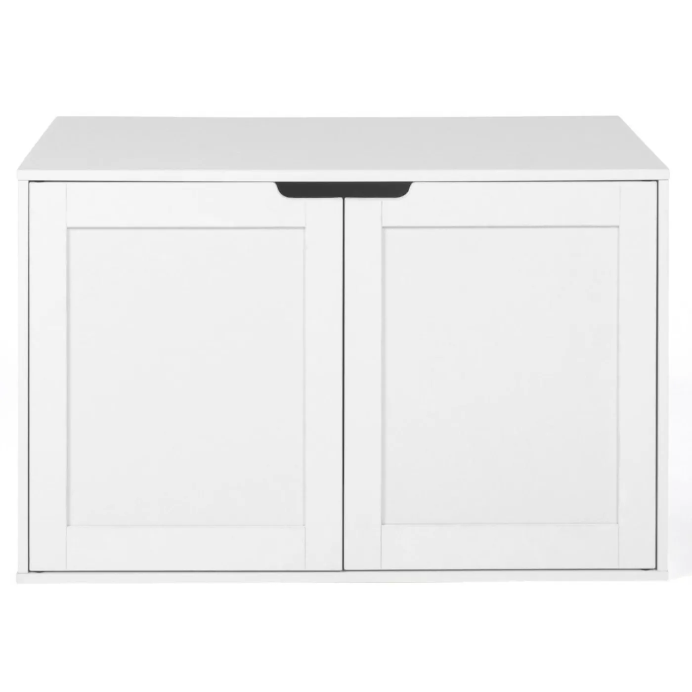 Maison de toilette pour chat - cache-litière avec doubles portes blanc