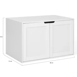 Maison de toilette pour chat - cache-litière avec doubles portes blanc