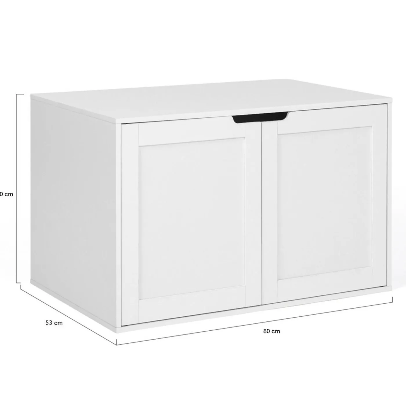 Maison de toilette pour chat - cache-litière avec doubles portes blanc