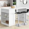 Mange-debout 4 personnes ilot central blanc et plateau marbre 130 cm