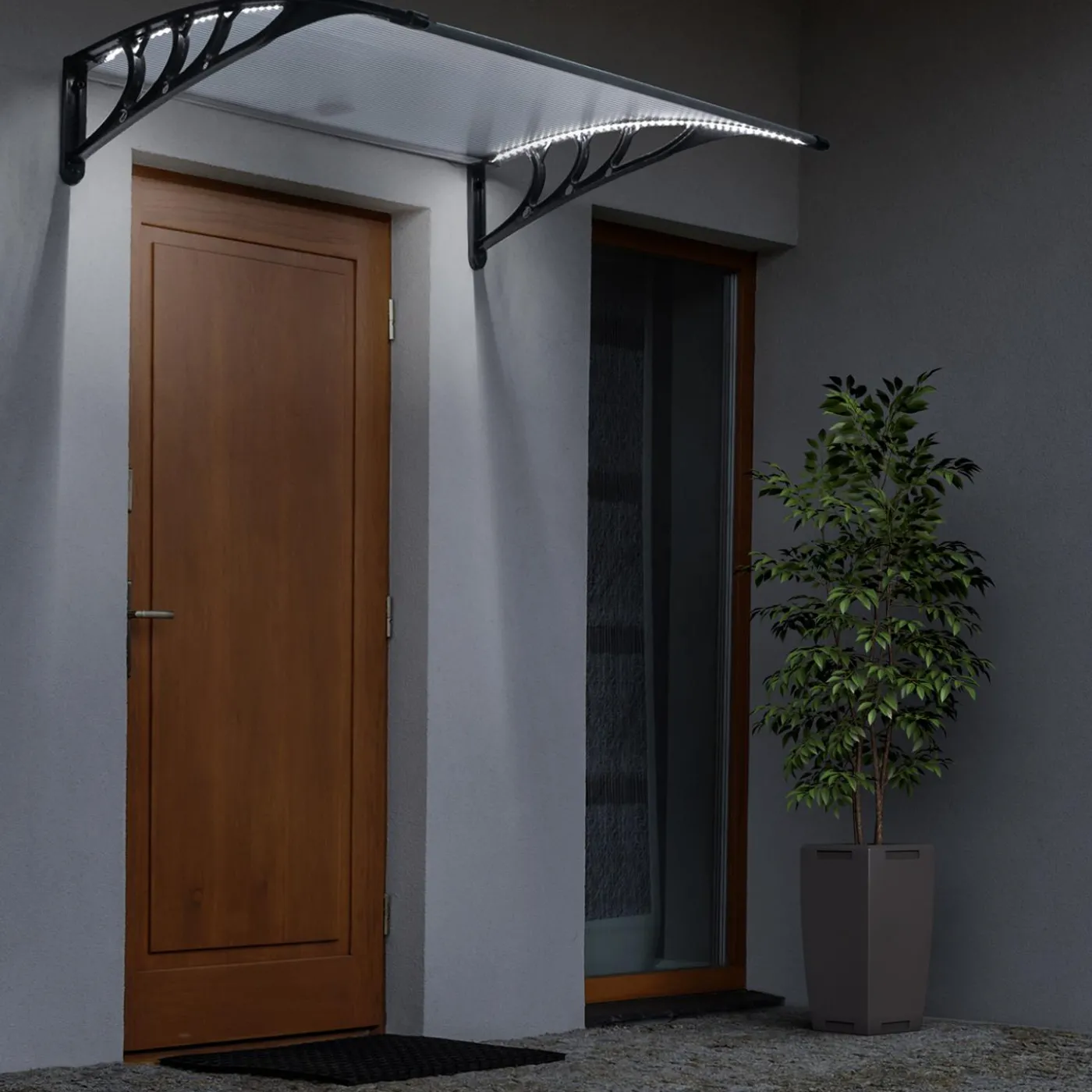 Marquise avec led solaires 80x120 cm