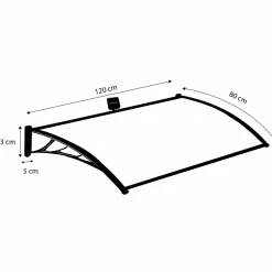 Marquise avec led solaires 80x120 cm