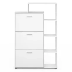 Meuble à chaussures 3 portes avec étagère blanc