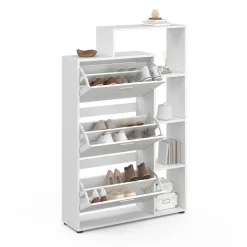 Meuble à chaussures 3 portes avec étagère blanc