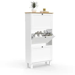 Meuble à chaussures blanc et bois