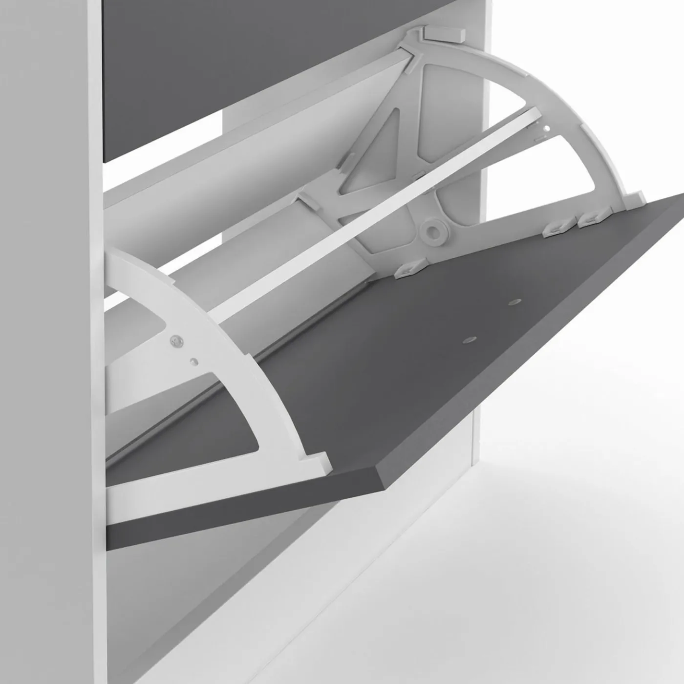 Meuble à chaussures blanc et gris 2 portes