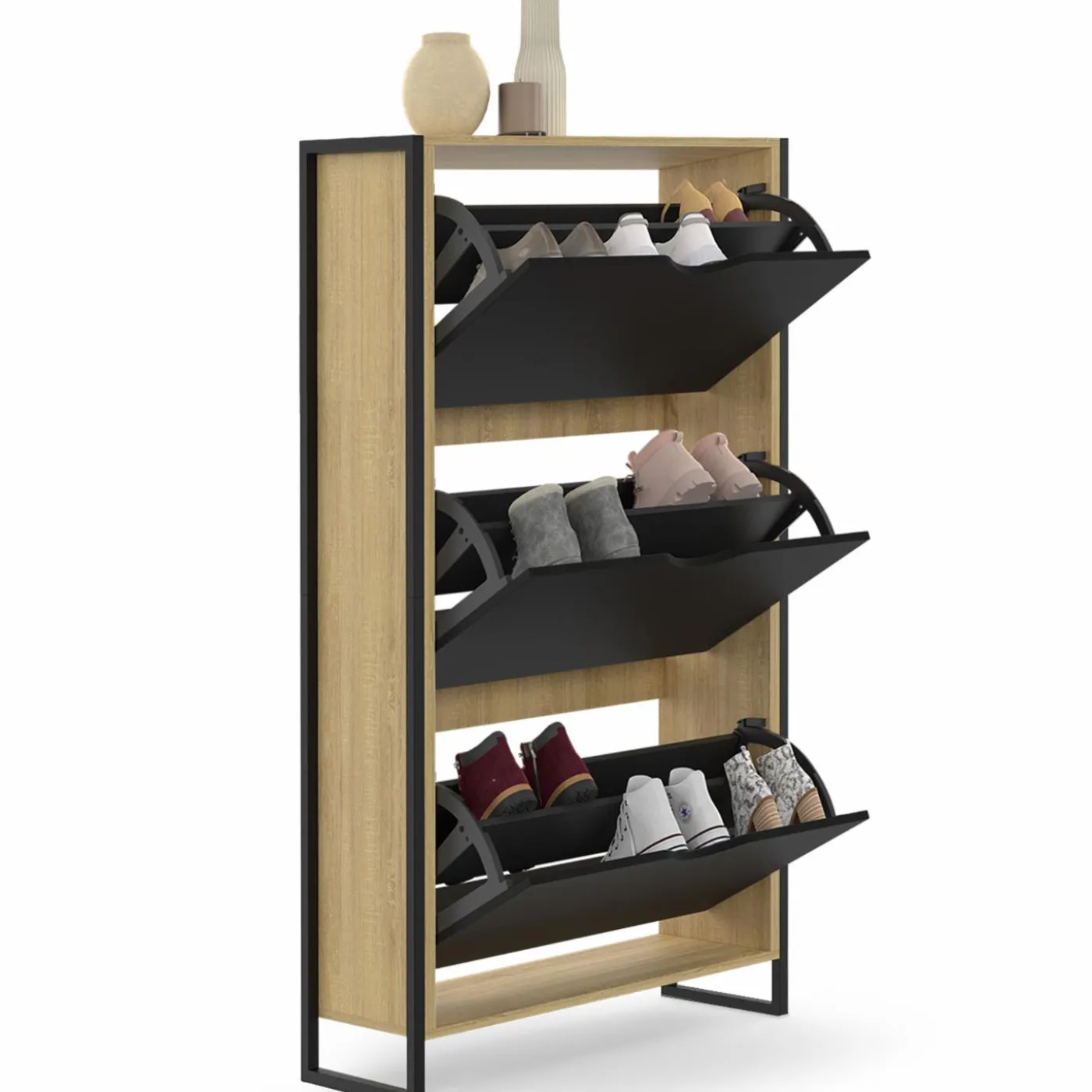 Meuble à chaussures industriel avec 3 portes