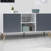 Meuble buffet scandinave blanc et gris 2 portes