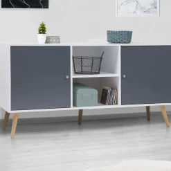 Meuble buffet scandinave blanc et gris 2 portes