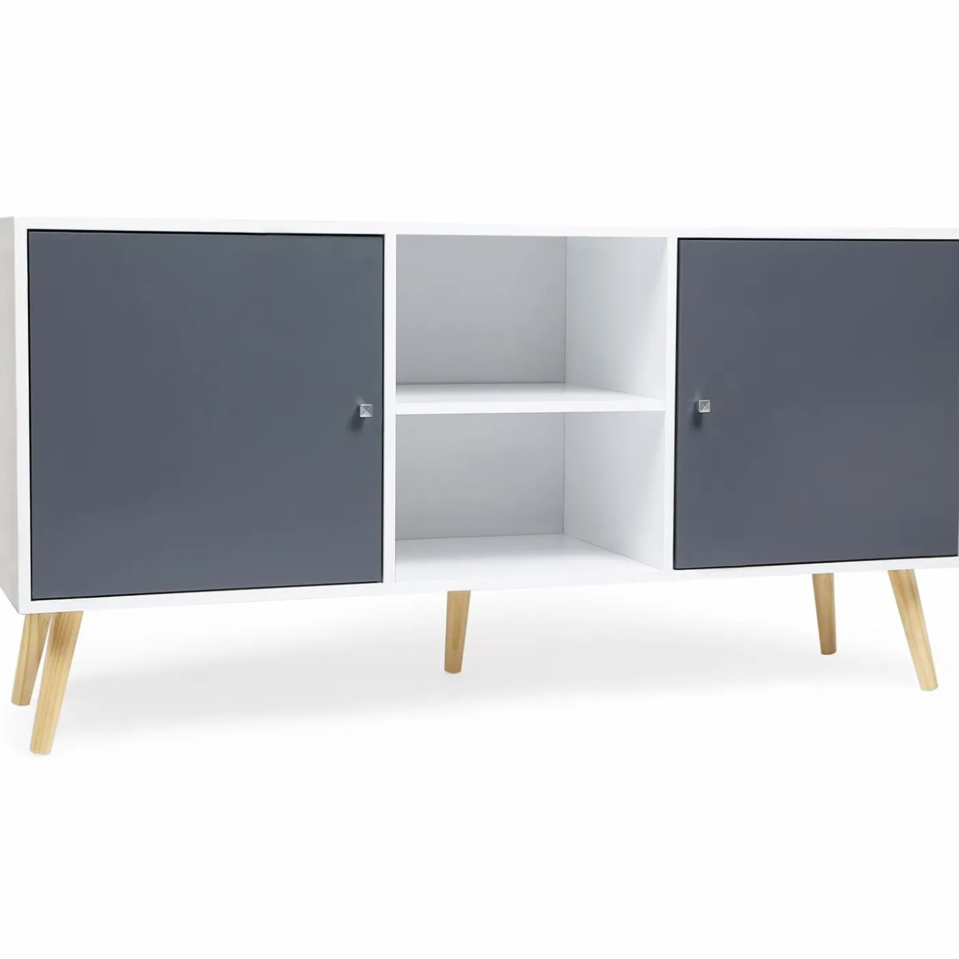 Meuble buffet scandinave blanc et gris 2 portes