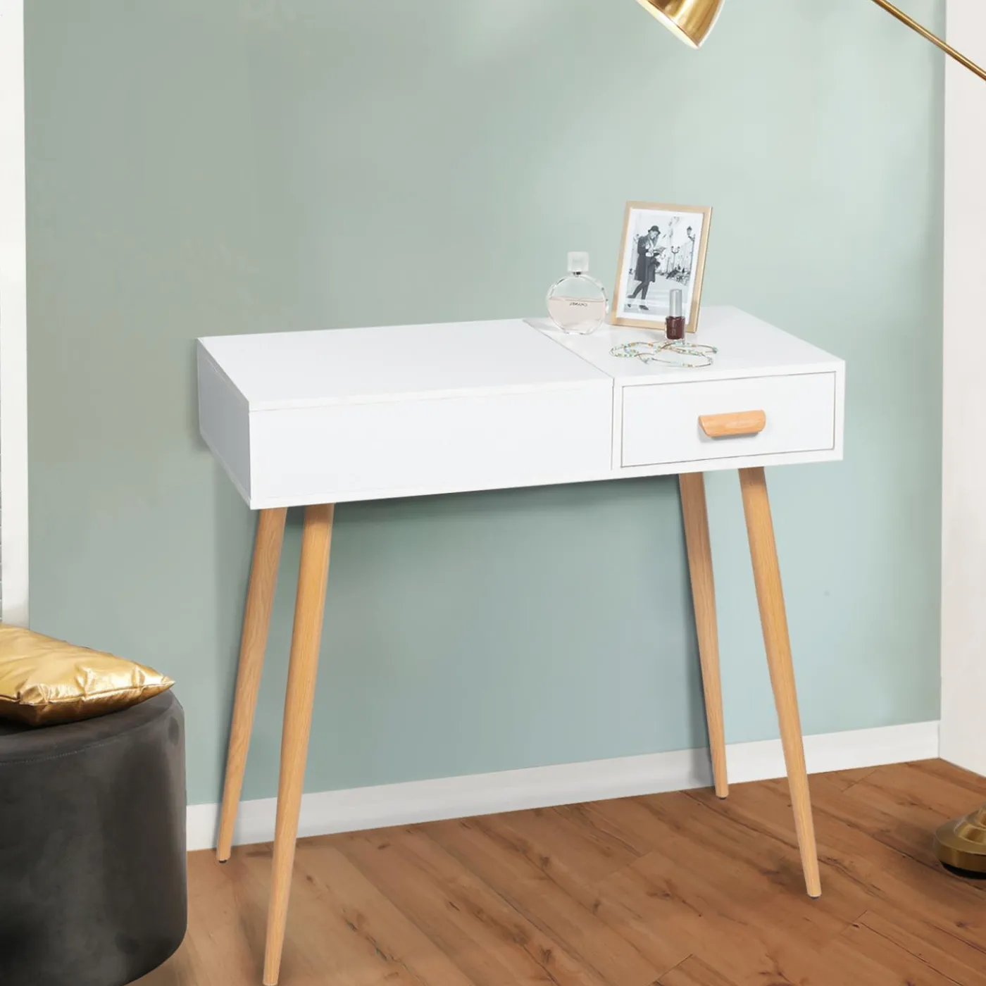 Meuble coiffeuse blanche style scandinave