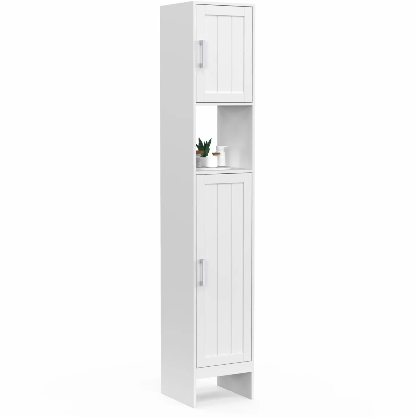 Meuble colonne blanc 170 cm pour salle de bain avec rangement