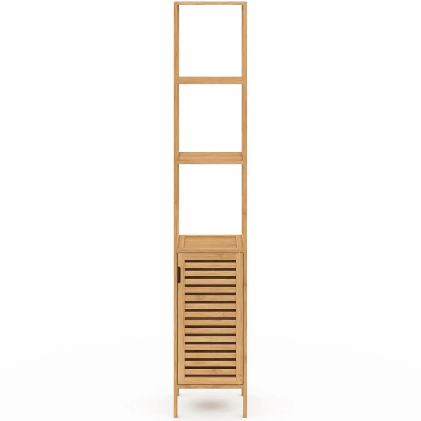 Meuble colonne en bambou pour salle de bain 1 porte