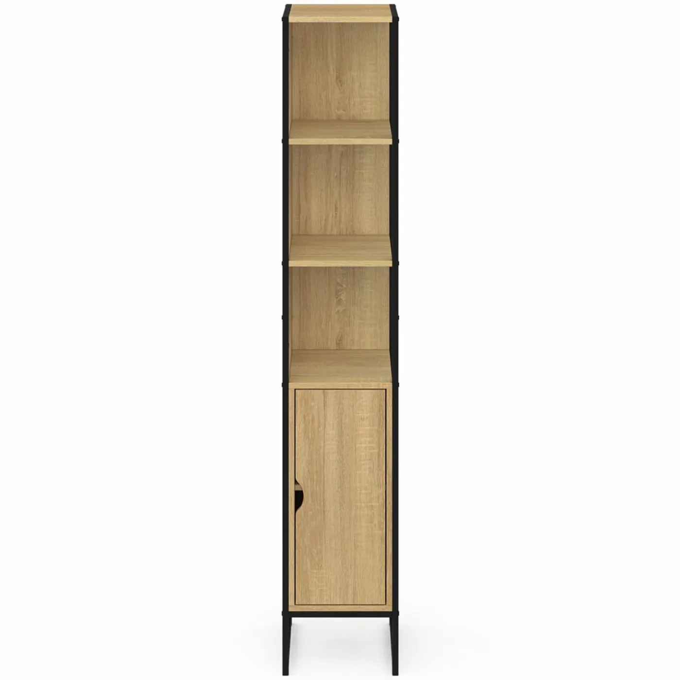 Meuble colonne salle de bain 1 porte avec miroir et étagères