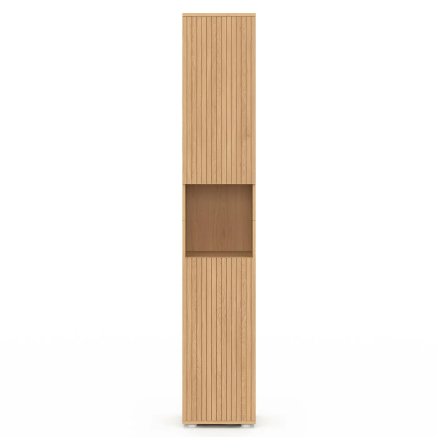 Meuble colonne salle de bain 2 portes 1 niche effet lattes