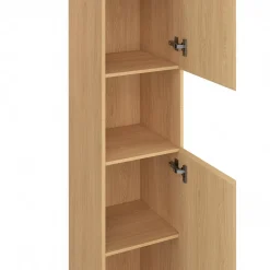 Meuble colonne salle de bain 2 portes 1 niche effet lattes