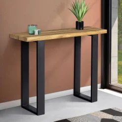 Meuble console bois et métal noir 100 cm