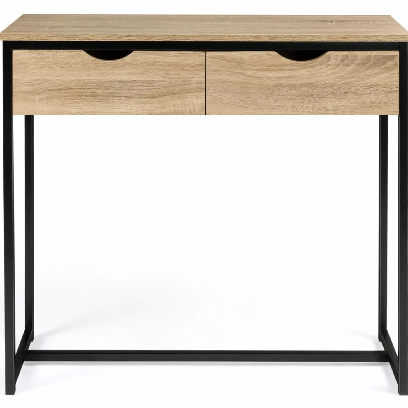 Meuble console industrielle 2 tiroirs bois et métal 90 cm