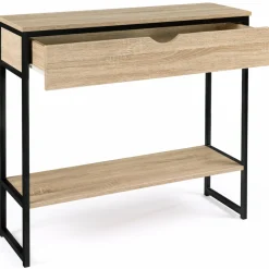 Meuble console industrielle bois et métal 90 cm