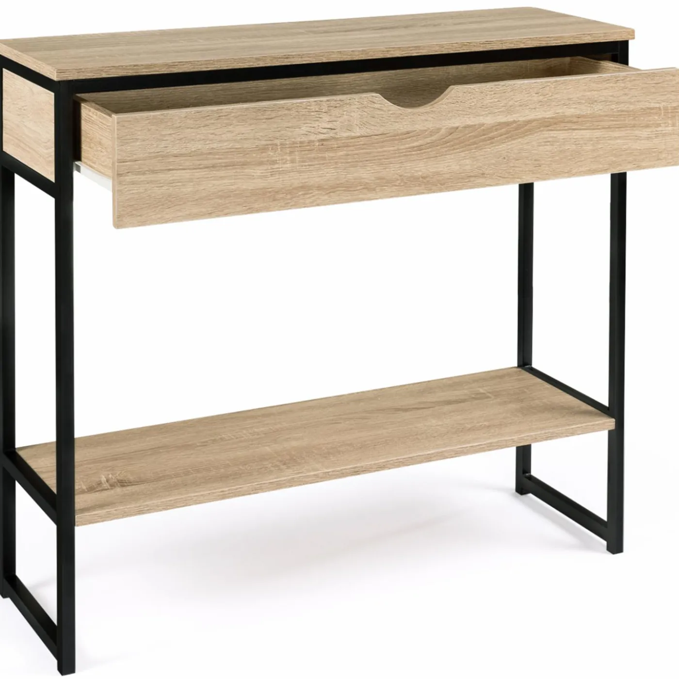 Meuble console industrielle bois et métal 90 cm