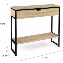 Meuble console industrielle bois et métal 90 cm