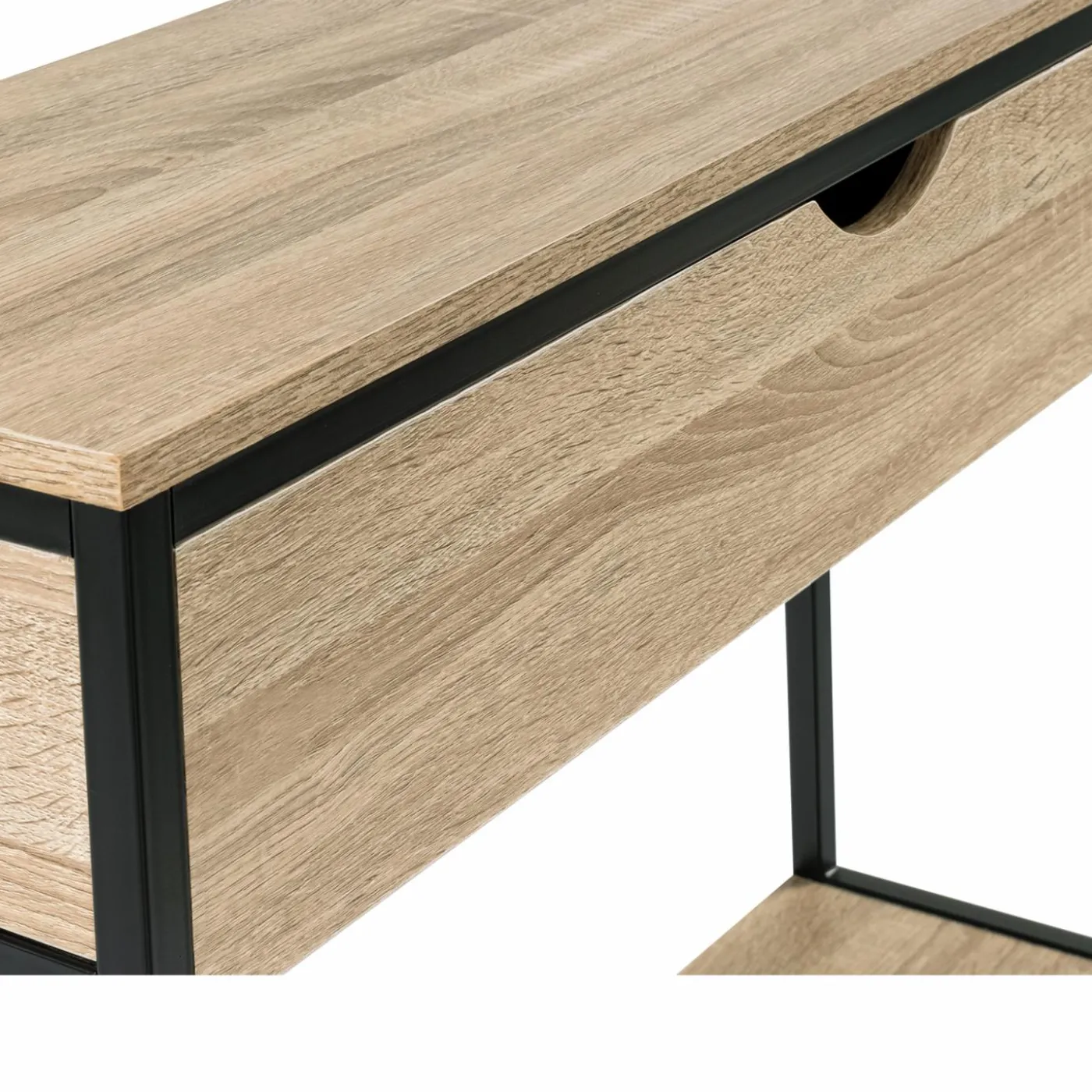 Meuble console industrielle bois et métal 90 cm