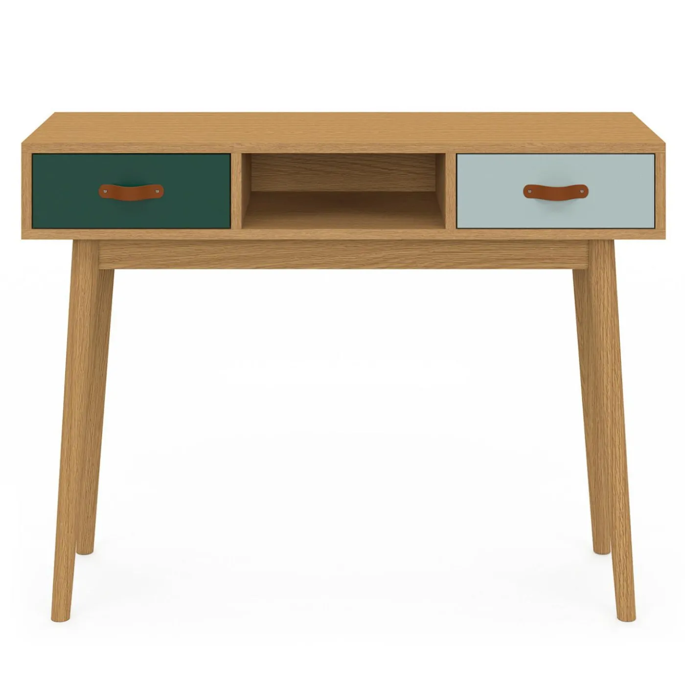 Meuble console scandinave bois et vert 100 cm