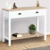 Meuble console vintage bois et blanc 100 cm
