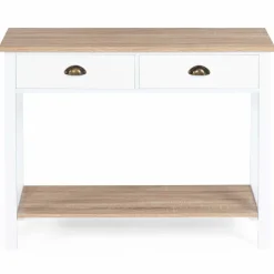 Meuble console vintage bois et blanc 100 cm
