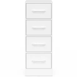 Meuble d'appoint 4 tiroirs 30 cm chiffonnier, meuble de rangement bois blanc