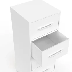 Meuble d'appoint 4 tiroirs 30 cm chiffonnier, meuble de rangement bois blanc
