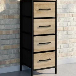 Meuble d'appoint 4 tiroirs 30 cm chiffonnier, meuble de rangement design industriel