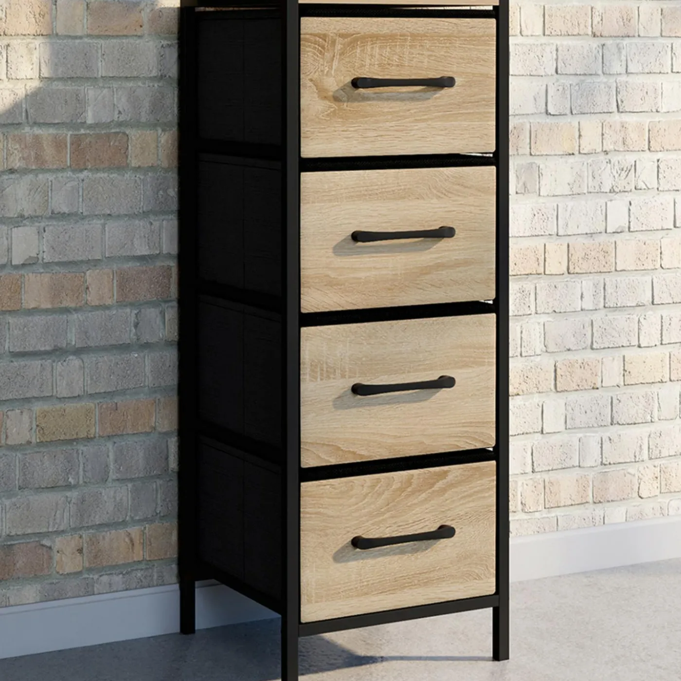 Meuble d'appoint 4 tiroirs 30 cm chiffonnier, meuble de rangement design industriel