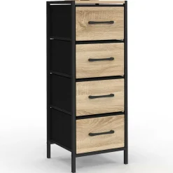 Meuble d'appoint 4 tiroirs 30 cm chiffonnier, meuble de rangement design industriel