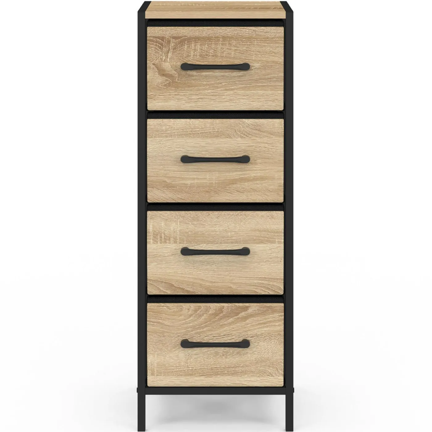 Meuble d'appoint 4 tiroirs 30 cm chiffonnier, meuble de rangement design industriel