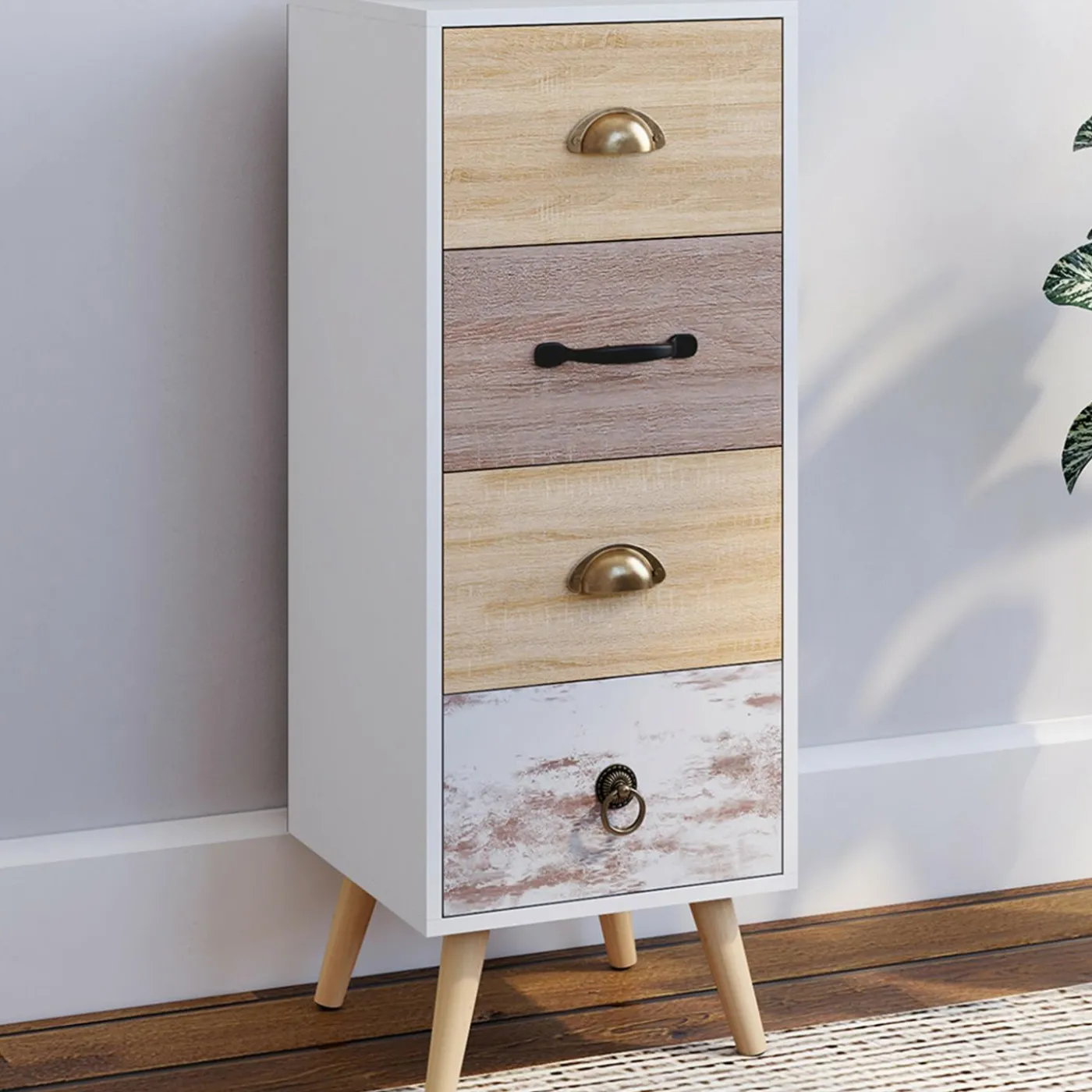 Meuble d'appoint 4 tiroirs 30 cm chiffonnier scandinave