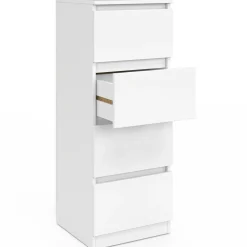 Meuble d'appoint 4 tiroirs 30 cm chiffonnier bois blanc pour entrée salle de bain