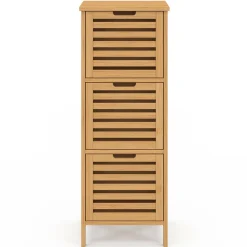Meuble d'appoint salle de bain bambou BEA 3 portes 30 x 30 x 80 cm
