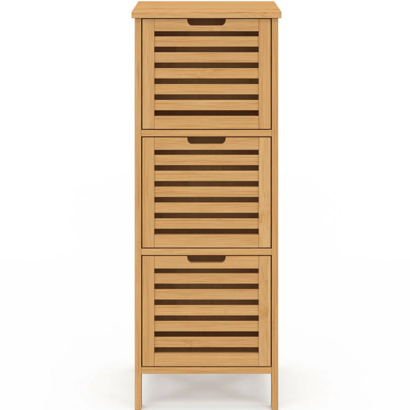 Meuble d'appoint salle de bain bambou BEA 3 portes 30 x 30 x 80 cm