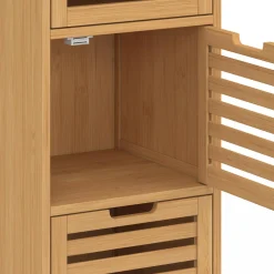 Meuble d'appoint salle de bain bambou BEA 3 portes 30 x 30 x 80 cm