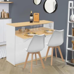 Meuble de bar mange-debout blanc et bois