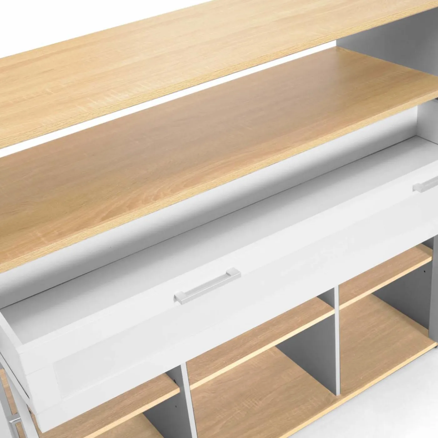 Meuble de bar mange-debout blanc et bois