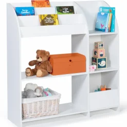 Meuble de rangement blanc pour jouets avec étagère bibliothèque