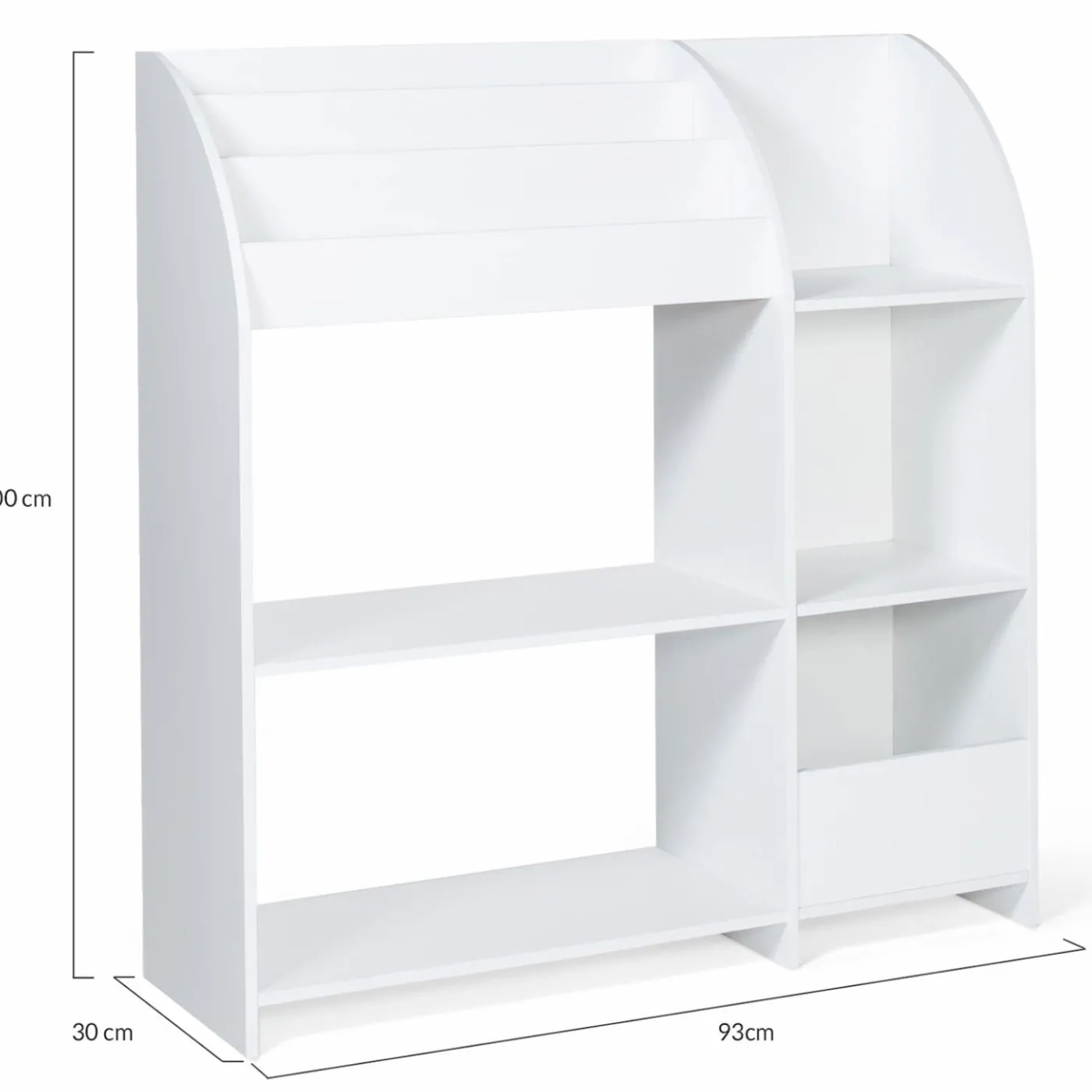 Meuble de rangement blanc pour jouets avec étagère bibliothèque